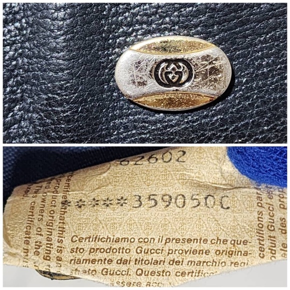 Authentic GUCCI Vintage GG Canvas Tote Bag PVC Leather Navy Blue/Grey - Picture 9 of 14